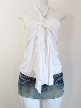 Express White Knot-Front Halter Camisole
